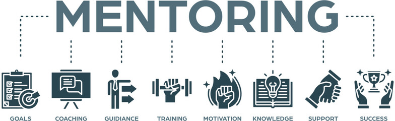 Mentoring banner web icon vector illustration concept