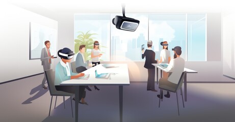Innovative virtual reality classroom with immersive educational experiences.