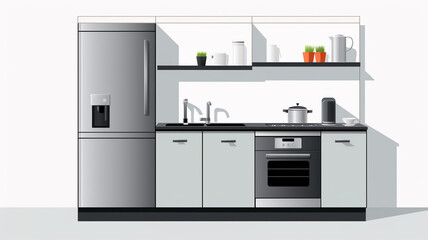Vector Illustration Compact and Efficient Kitchen illustration