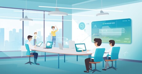 Innovative virtual reality classroom with immersive educational experiences.