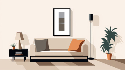 Vector Illustration Compact Living Room Setup furniture