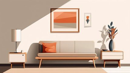 Vector Illustration Compact Living Room Setup