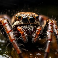 Macro photo of a spider in its natural habitat in nature.