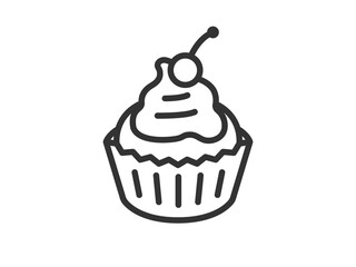カップケーキのアイコン（線画）の無料イラスト