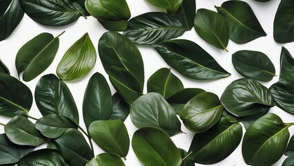Beautiful seamless pattern of tropical green leaves from Generative AI