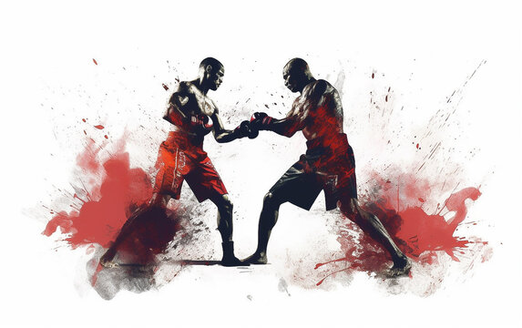 Illustration of MMA fighters fight each other