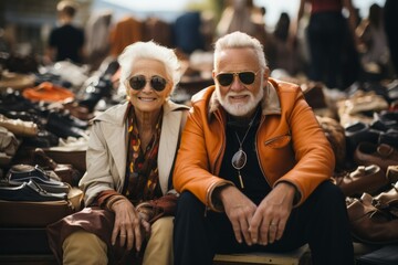 Older couple teaching their grandchildren about financial responsibility and saving, Generative AI