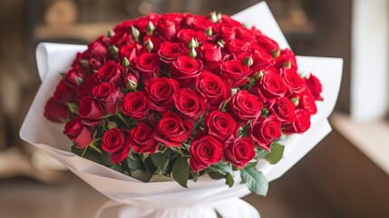 A captivating bouquet featuring 52 red roses