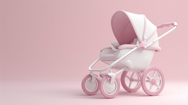 A baby stroller, simple, modern, Light color scheme