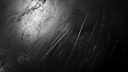 Fotobehang black scratched metal texture © MdKamrul