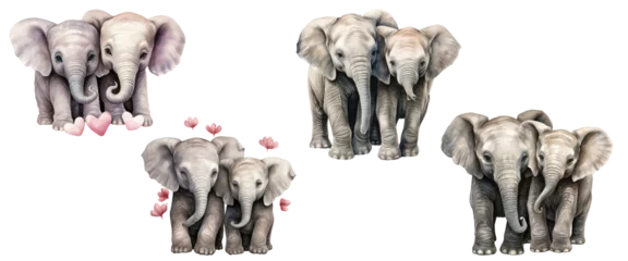 Foto op Plexiglas Olifant watercolor cute little elephant
