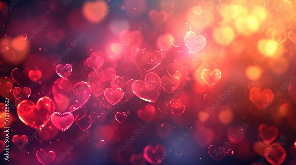 Wall mural Blurred hearts. Valentines day background