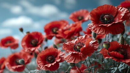 red poppy flowers - obrazy, fototapety, plakaty