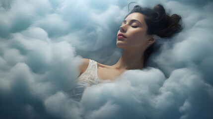 Healthy sleep concept, beautiful girl sleeping