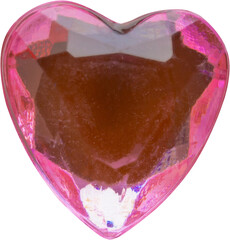 pink heart shape crystal valentines day symbol sticker isolated on white background
