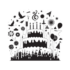 Spirited Gathering: Party Silhouette Reflecting Energetic Celebration - Party Silhouette - Celebration Vector
