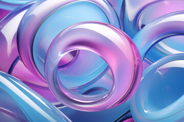 abstract background, glossy spheres in pink and blue colors with reflection. Abstract fluid 3d render holographic iridescent neon curved wave in motion bright background. Gradient design element 