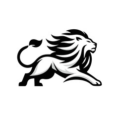 Vector Logo of a Charging Lion. Symbolizing Strength, Leadership, and Nobility. Versatile Design Perfect for Logos, Branding, and Marketing Initiatives. High Quality Illustration on white background.