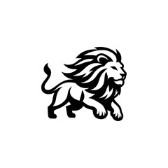 Vector Logo of a Charging Lion. Symbolizing Strength, Leadership, and Nobility. Versatile Design Perfect for Logos, Branding, and Marketing Initiatives. High Quality Illustration on white background.