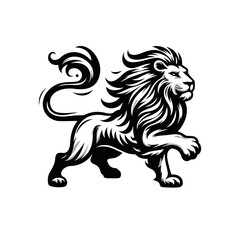 Vector Logo of a Charging Lion. Symbolizing Strength, Leadership, and Nobility. Versatile Design Perfect for Logos, Branding, and Marketing Initiatives. High Quality Illustration on white background.