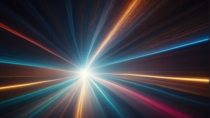 A background of light speed, hyperspace, and space warp, with vibrant streaks of rainbow colored light converging from Generative AI