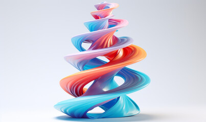 3d rendering of abstract plastic shape in blue, orange and pink colors. 