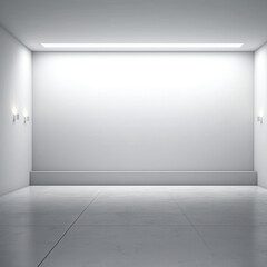 fotografia con detalle de estancia con paredes y suelos blancos con luz artificial