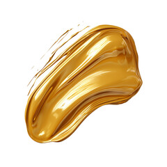 Gold paint stroke top view on transparent background