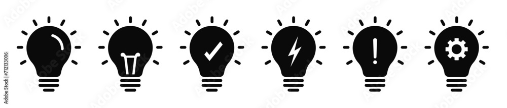 Poster light bulb line icons set. idea lamp icon collection.. different types of light bulbs, icon, vector.