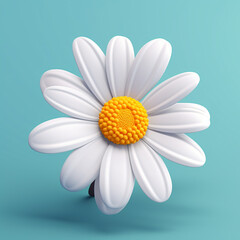 Cute chamomile or daisy flower 3D illustration