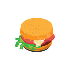 Delicious vector hamburger, with ham