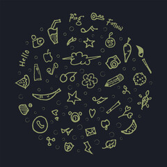 Social issue doodles, social issue icons