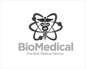 caduceus health for bio medical logo and health protection