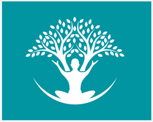 meditation tree logo designs for traditional health and eco logo