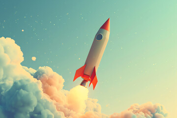 rocket to space, concept of success, AI generated