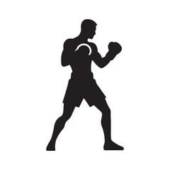 Fototapeta na wymiar Fluid Mastery: Boxer Silhouette in an Elegant Display of Boxing Technique and Mastery - Boxer Man Silhouette - Man Boxing Vector 
