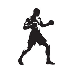 Fototapeta na wymiar Intense Training: Boxing Silhouette Highlighting the Dedication of a Boxer's Workout - Boxer Man Silhouette - Man Boxing Vector 
