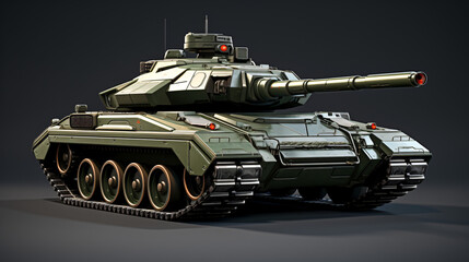 Digital 3d illustration or icon of a military tank