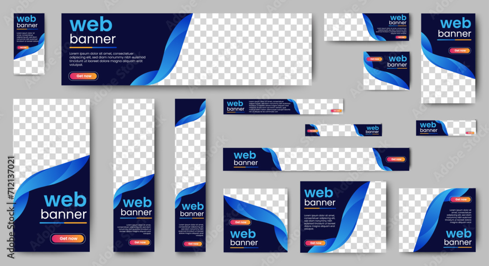 Wall mural set of promotion kit banner template design with modern and minimalist concept user for web page, ad