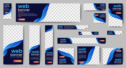 Set of promotion kit banner template design with modern and minimalist concept user for web page, ads, annual report, banner, background, backdrop, flyer, brochure, card, poster, presentation layout - obrazy, fototapety, plakaty