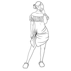 girl in a dress is posting