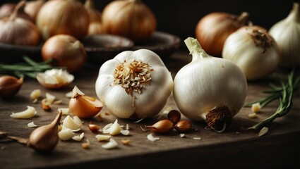 Obraz na płótnie Canvas garlic and onion