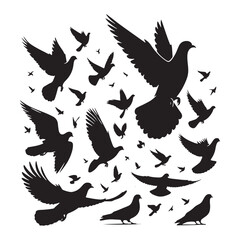 Whispering Plumage: Bird Beauty Silhouette Series Conveying the Softness of Pigeon Feathers - Pigeon Silhouette
