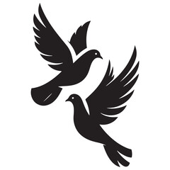 Obraz premium Radiant Soar: Pigeon Silhouette Glowing in a Radiant Flight - Beautiful Bird Silhouette - Bird Vector 