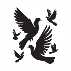 Tranquil Soiree: Bird Beauty Silhouette Series in a Relaxing Dance of Pigeon Shadows - Pigeon Silhouette
