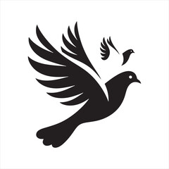 Ethereal Cascade: Bird Beauty Silhouette Series in a Cascading Display of Pigeon Shadows - Pigeon Silhouette
