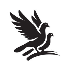 Dynamic Plumage: Bird Beauty Silhouette Set Celebrating the Diverse Feathers of Pigeons - Pigeon Silhouette
