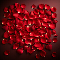 heart of red rose petals