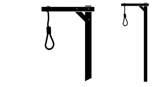 gallows glyph, black isolated silhouette