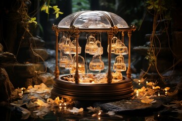 Crystal-clear wishing wells, granting the desires of those who toss in their coins - Generative AI